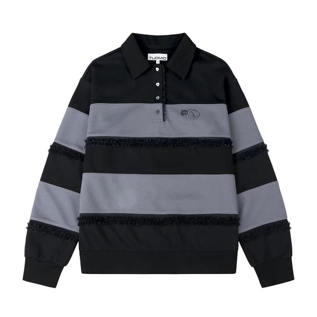 RUFFLE POLO TOP [DUSTY BLUE]