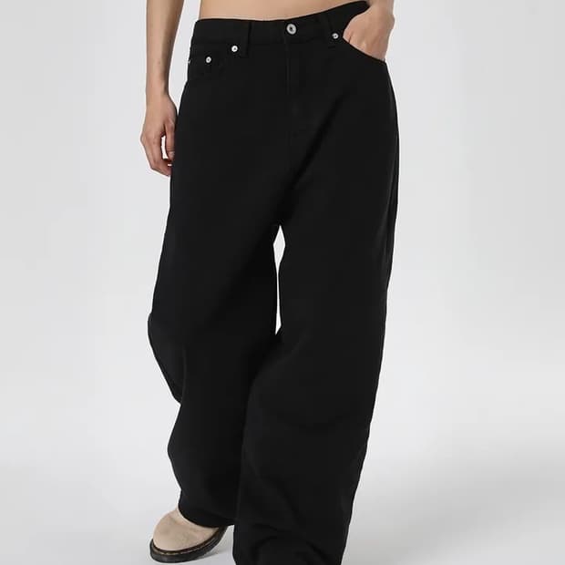 UNISEX 블랙업 미런 와이드 코튼팬츠 S