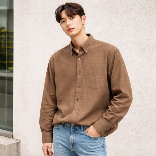 다커스 체크 셔츠 브라운