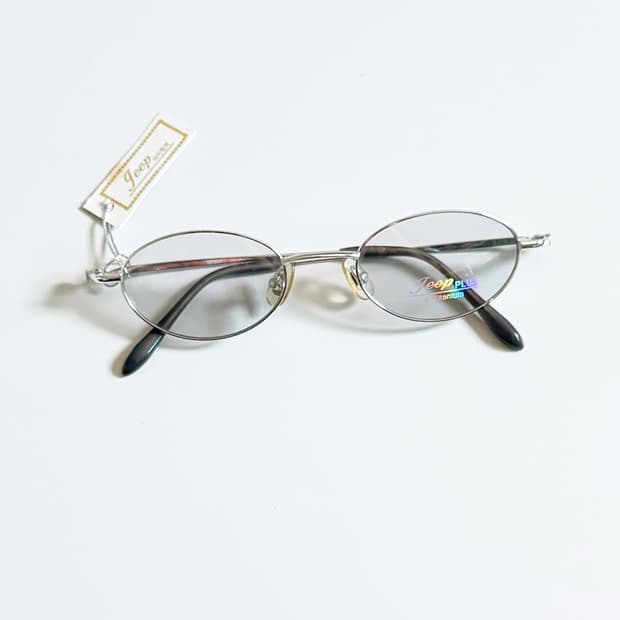 Jeep Plus 실버 티타늄 슬림 오벌 프레임 빈티지 안경