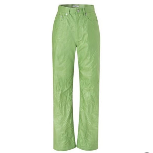 TEAK FAUX LEATHER WRINKLE JEANS GREEN S