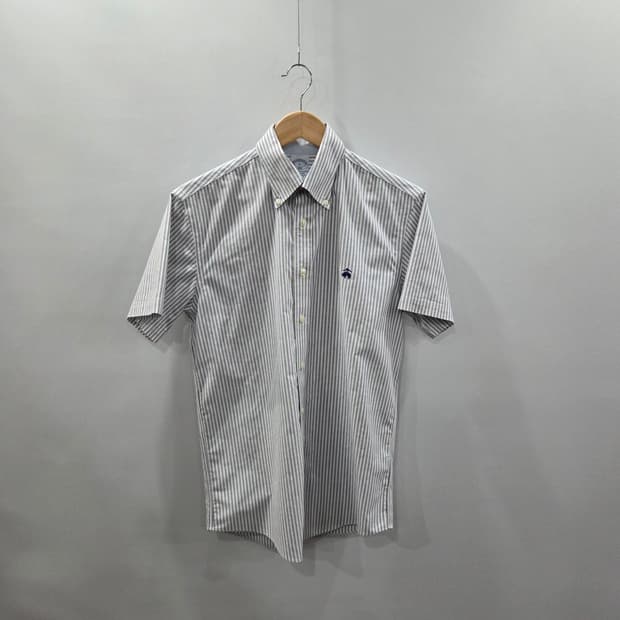 브룩스브라더스 버튼다운 스트라이프 옥스포드 반팔셔츠 S