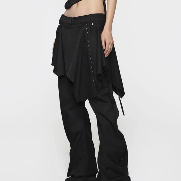 락케이크 Bootcut Hook Skirt Pants - Black