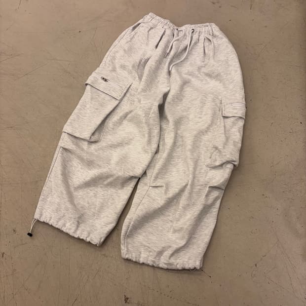 빈티지 멜란지그레이 카고 스트링 트레이닝 팬츠