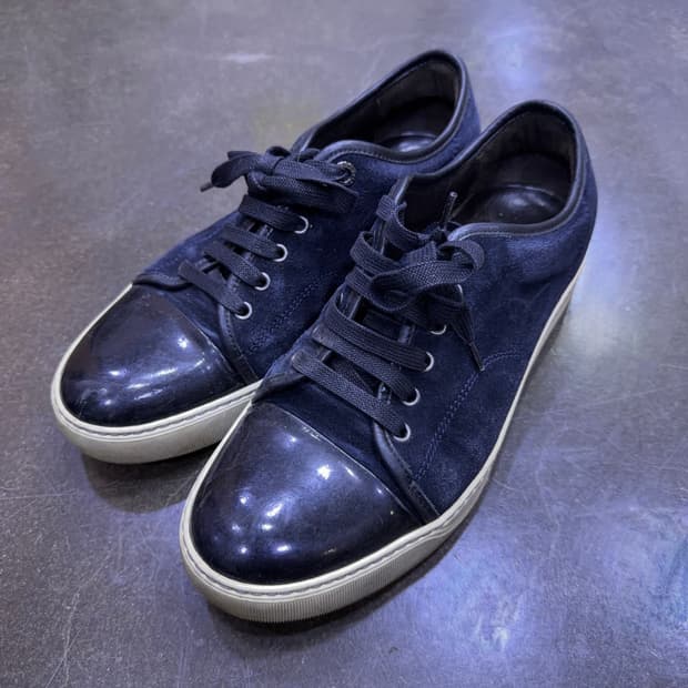 랑방 벨루어 스웨이드 스니커즈 네이비 블랙 6 사이즈 250