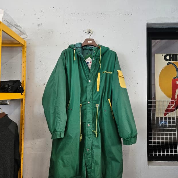 MLB 오클랜드 어슬레틱스 그린 야구 롱패딩