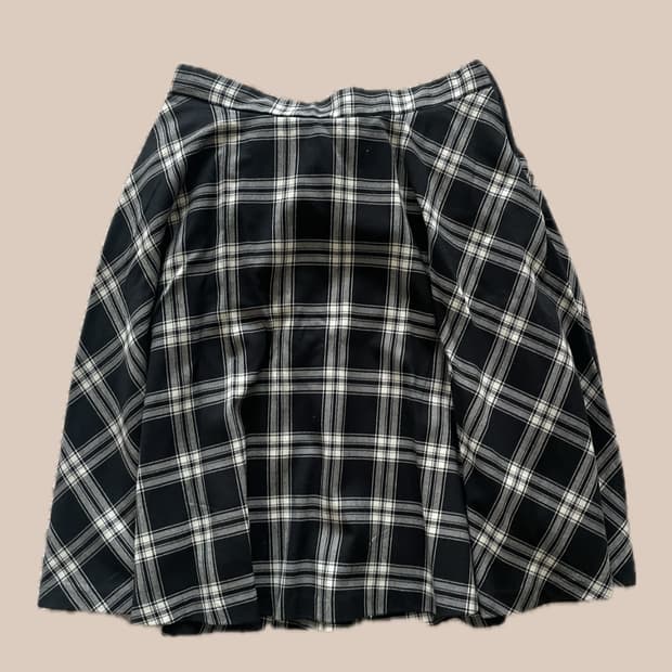 빈티지 체크 미디스커트