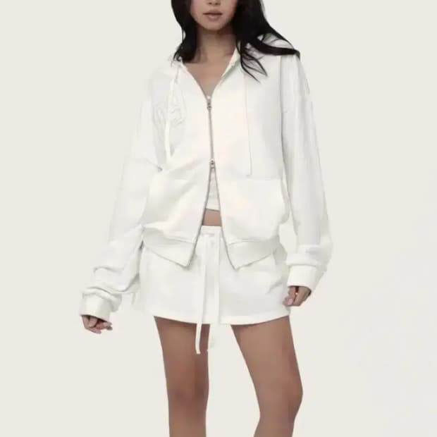 클리시어 09 넘버링 트레이닝 후드집업 화이트