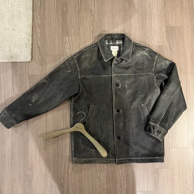 카키스 오웬 레더 코트 블랙 L