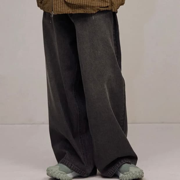 필루미네이트 데미지 워시드 데님 팬츠-블랙 s