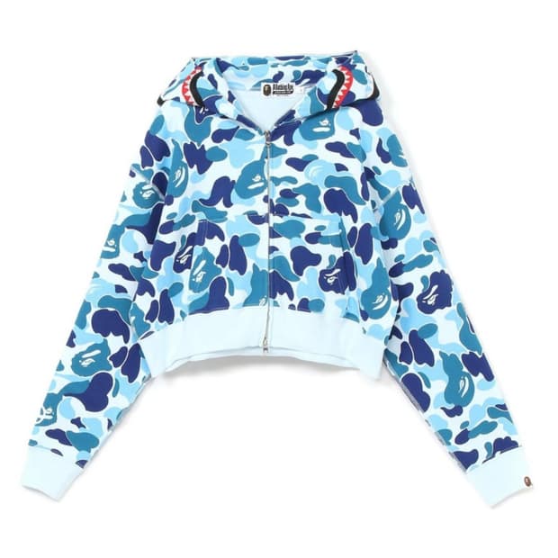 베이프 크리스탈 크롭 샤크 후드집업 M