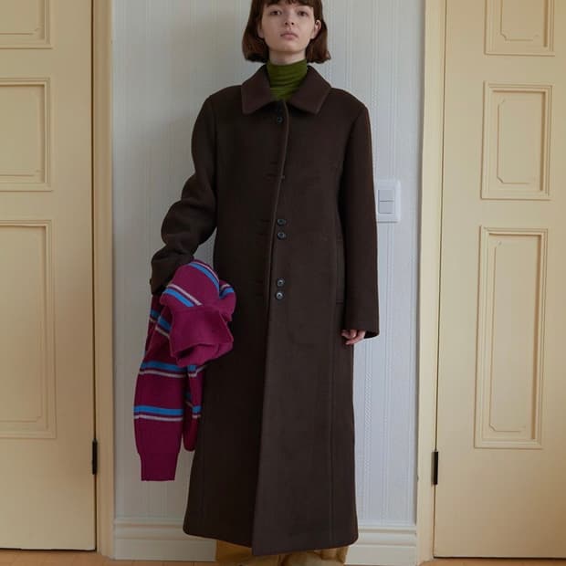 노컨텐츠 클래식 롱 코트 다크브라운