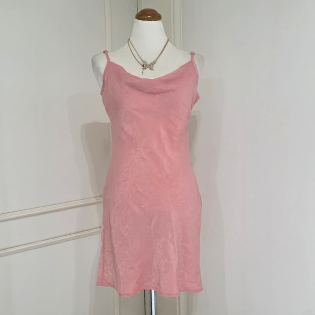 빈티지)파티걸 섹시 핑크 슬립미니원피스