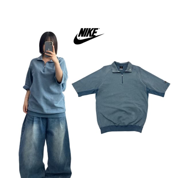 나이키 00s 스트라이프 스우시 아노락 반팔