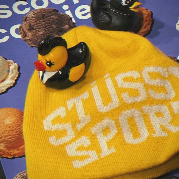 스투시 옐로우 코튼 비니