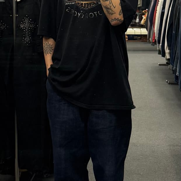 3XL)할리데이비슨 빈티지 프린팅 Bristol 반팔(핀홀)