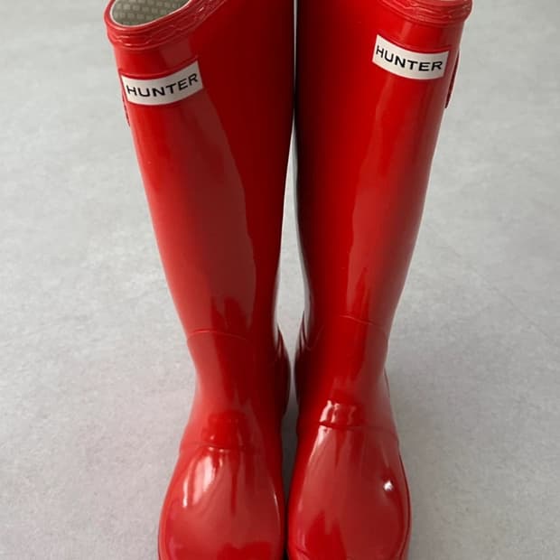 헌터 레인부츠 레드 글로시 