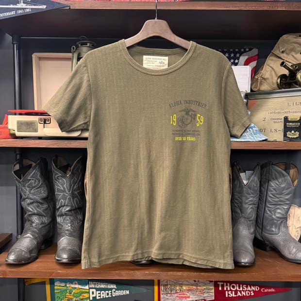 00s 알파 인더스트리 USMC 50주년 헤링본 그래픽 티셔츠 N844