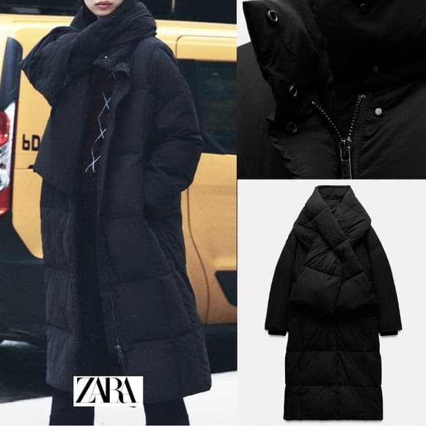 자라 워터프루프 머플러 롱패딩