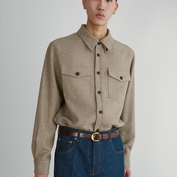 새제품) 렉토 포켓 오피스 셔츠 자켓 라이트카키 카키베이지 M