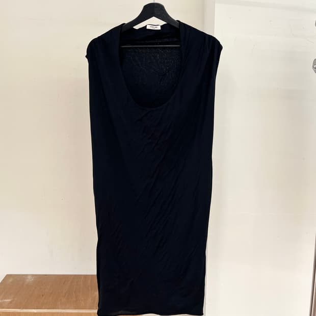 핼무트 랭 블랙 코튼 슬리브리스 드레스