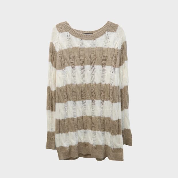 ANK ROUGE  스트라이프 롱 꽈배기 니트  64388