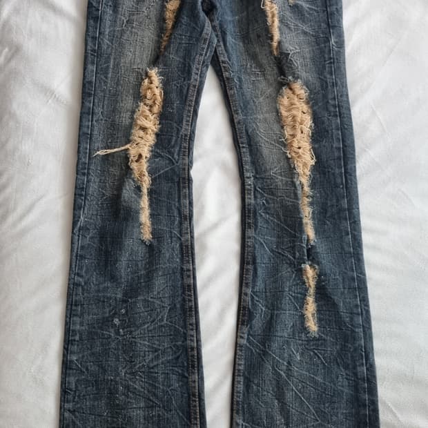 빈티지 y2k 00s 워싱 데미지 데님 팬츠