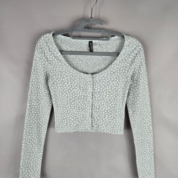 [무료배송]H&M 여성 XS 잔꽃 크롭 볼레로 미니 긴팔 가디건