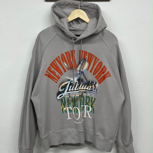 [L] 질스튜어트 23년 신형 뉴욕 프린트 후드티 스웻 셔츠 솔리드그레이