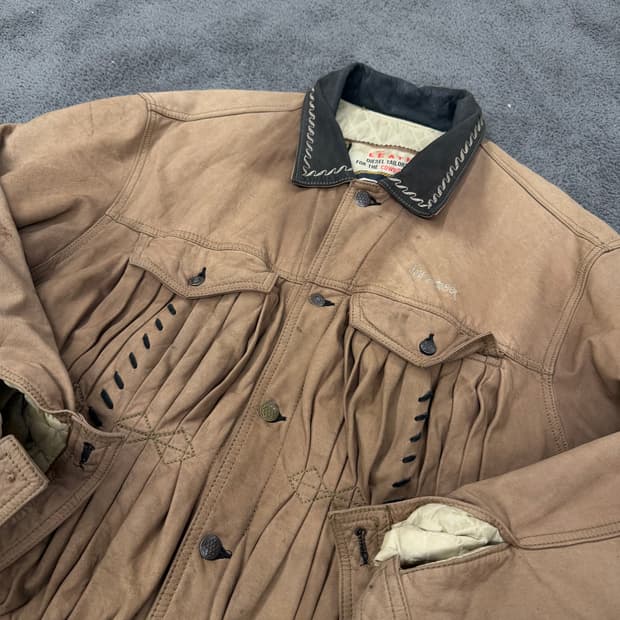 [ 정품/L ] 디젤 스웨이드 레더 가죽 웨스턴 자켓