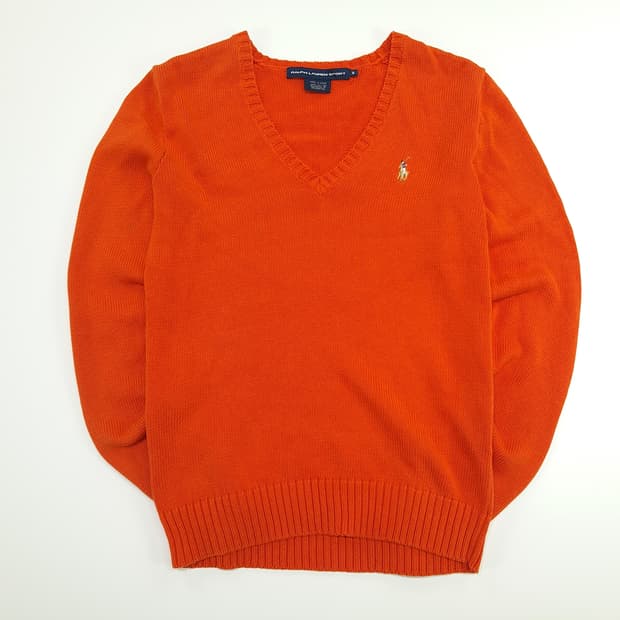 CN744W M 폴로 랄프로렌 오렌지 V넥 긴팔 니트 스웨터