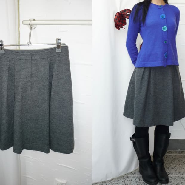 Charcoal flare midi skirt