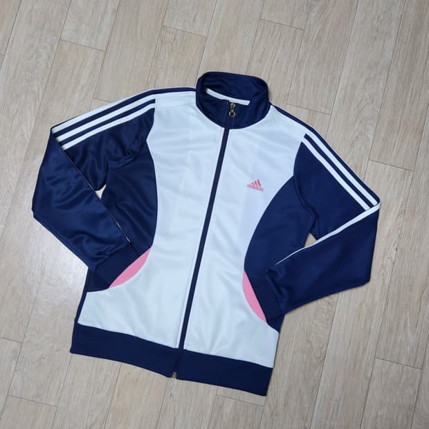 85)아디다스 여성 트랙탑 네이비 핑크 져지