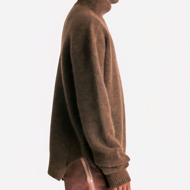 릭오웬스 헤비 알파카 피셔맨 타바드 브라운