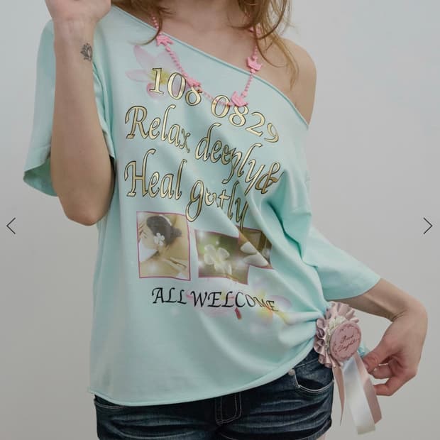 스컬프터 Healing Off-Shoulder Tee Baby Blue