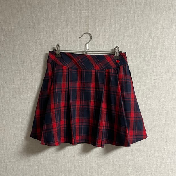 [스쿨룩] 폴로 네이비 레드 체크 스커트