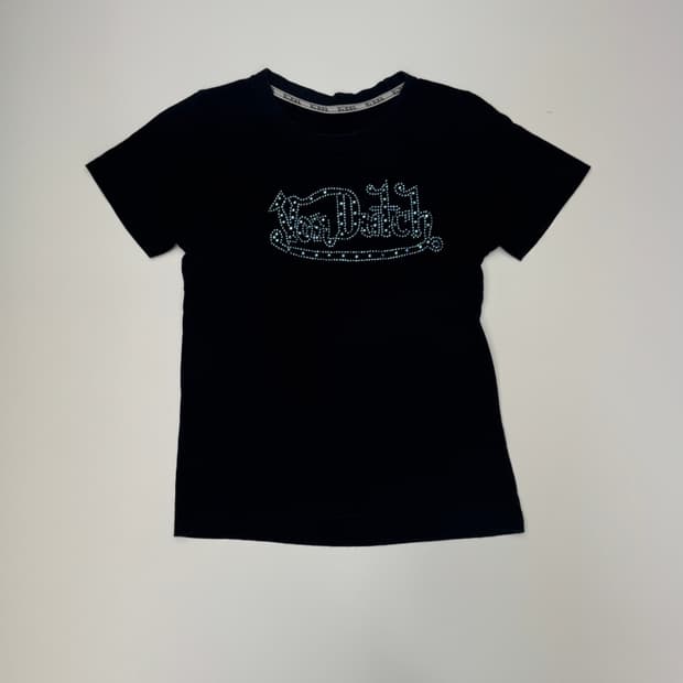 여성 본더치 von Dutch 큐빅 자수 반팔 티셔츠 y2k