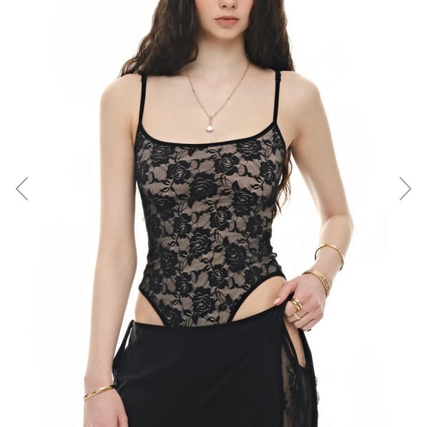 투머치택스 DEEP ROUND NECK LACE BODYSUIT