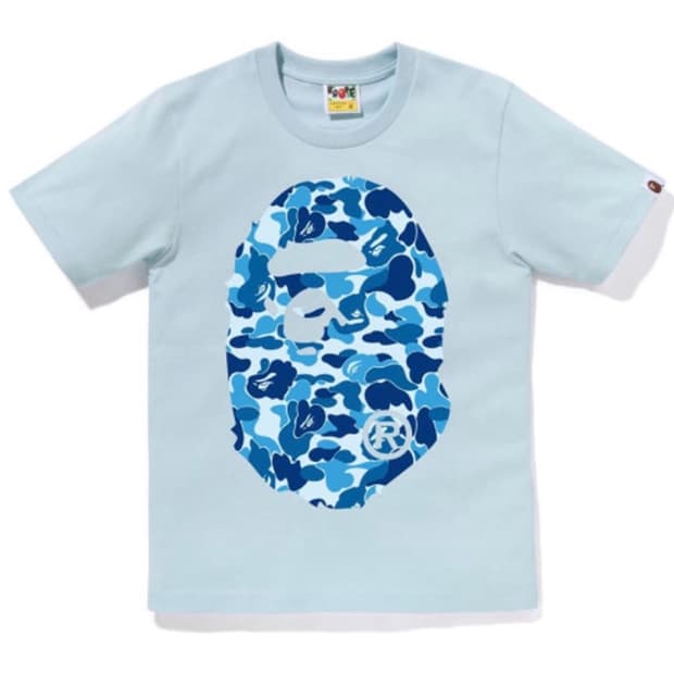 베이프 우먼 에이비씨 카모 빅 에이프 헤드 티 블루 s 사이즈