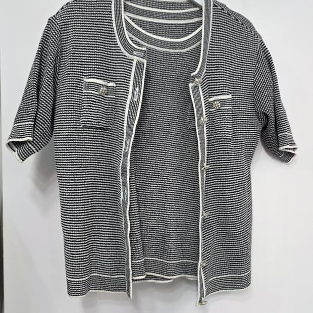 안나수이 여성 반팔 니트 가디건 세트