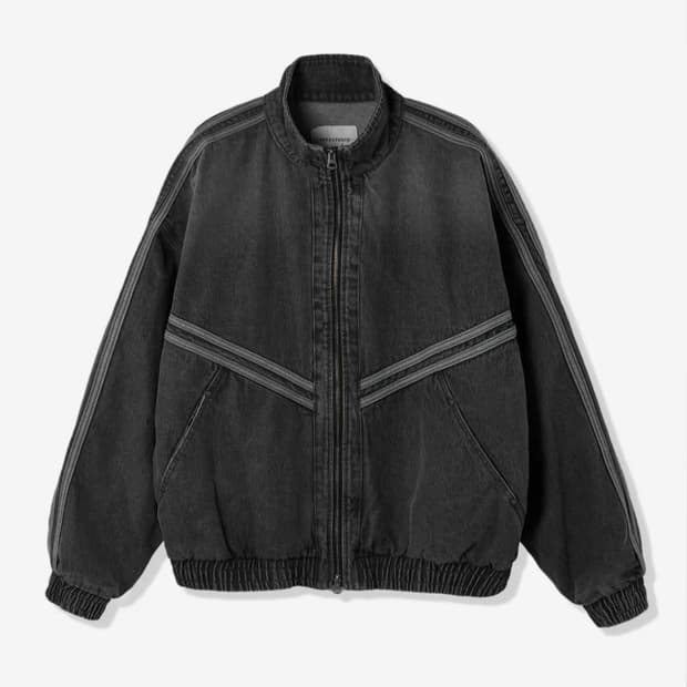 1993 트랙 데님 집업 자켓_다크그레이