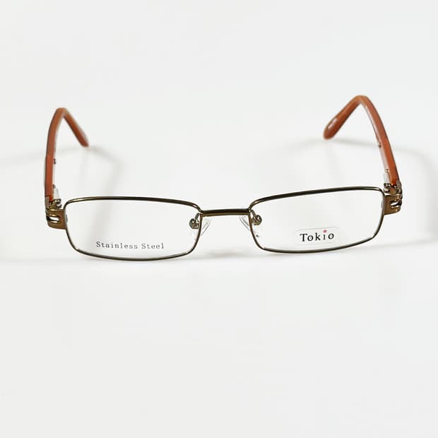90s TOKIO 브라운 메탈 슬림 스퀘어 빈티지 안경