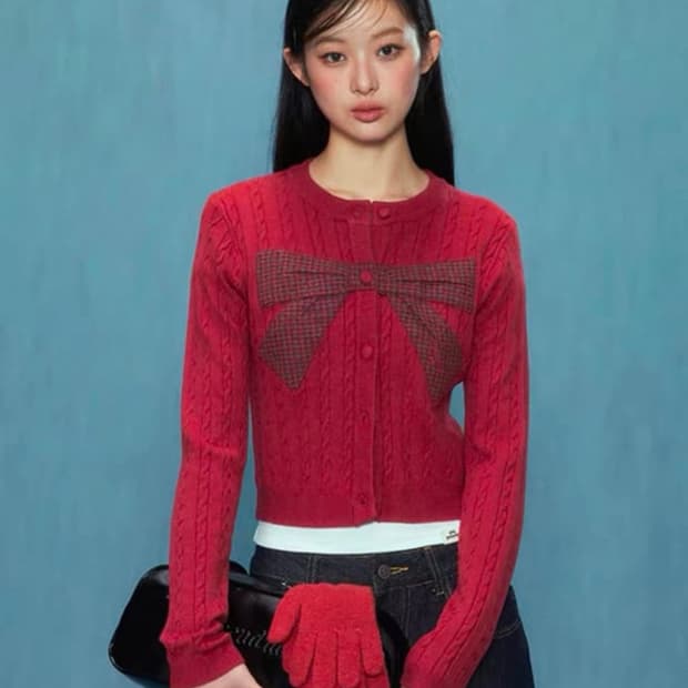 weekendhub 리본 가디건 디어마이키코