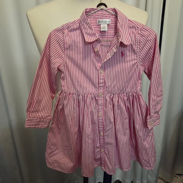 폴로 랄프로렌 핑크 스트라이프 아동 원피스