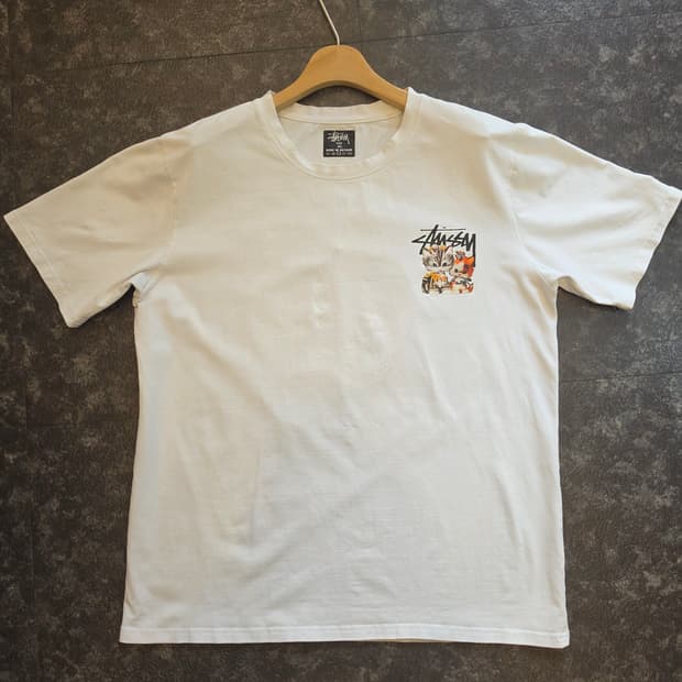 스투시(Stussy) 브랜드 키튼 티셔츠 화이트-XL