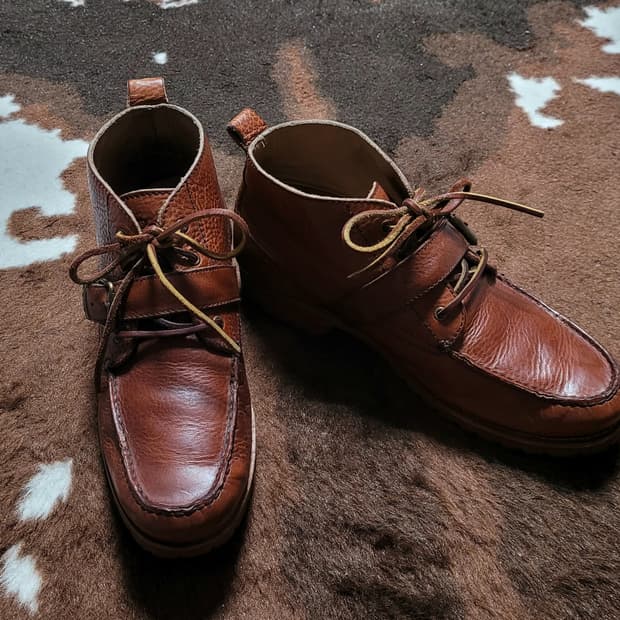 폴로 랄프로렌 남성용 브라운 레더 앵글 부츠(11D)