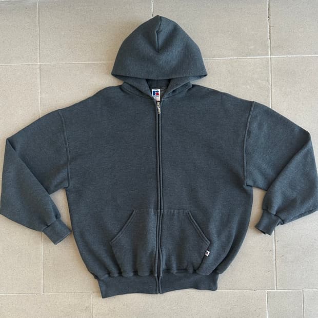 90s 빈티지 러셀 후드집업 다크그레이 XL