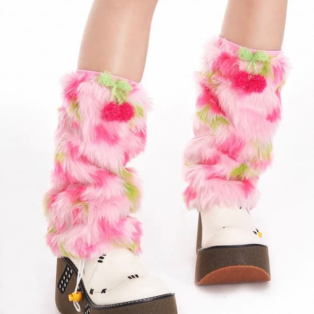 체리 레그워머 아이돌 무대 의상 y2k 퍼 빈티지