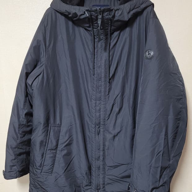 헤지스 로고패치 구스다운 후드코트