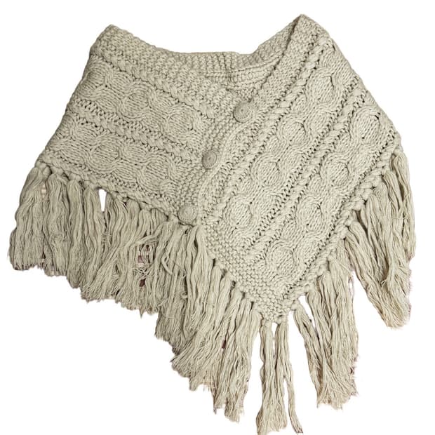 언발란스 오프숄더 프린지 케이프